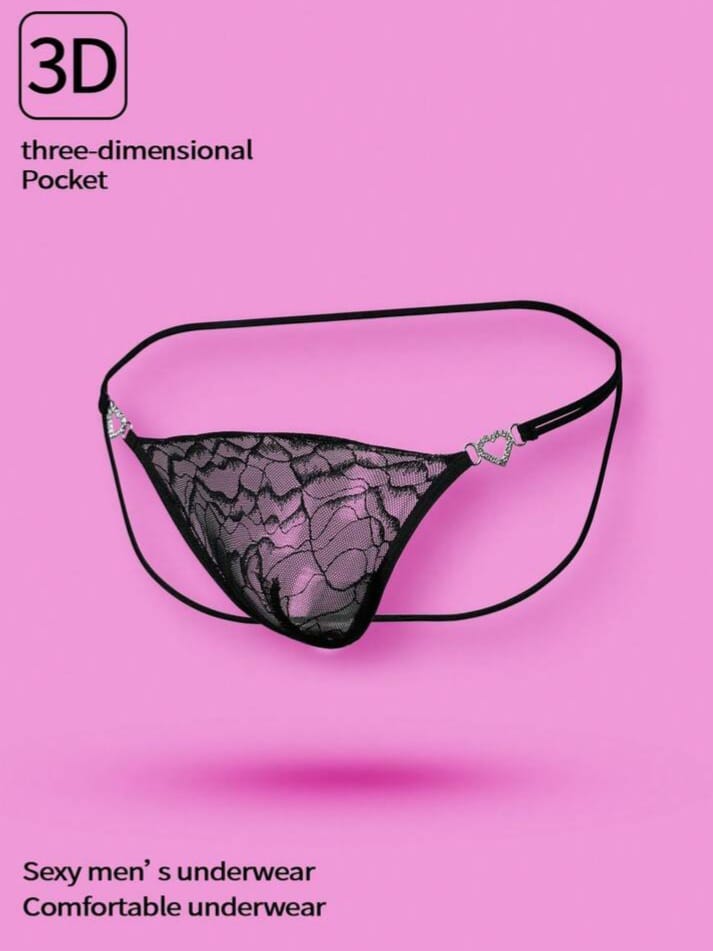 Men's Heart Rhinestone Decor Sexy Briefs Underwear